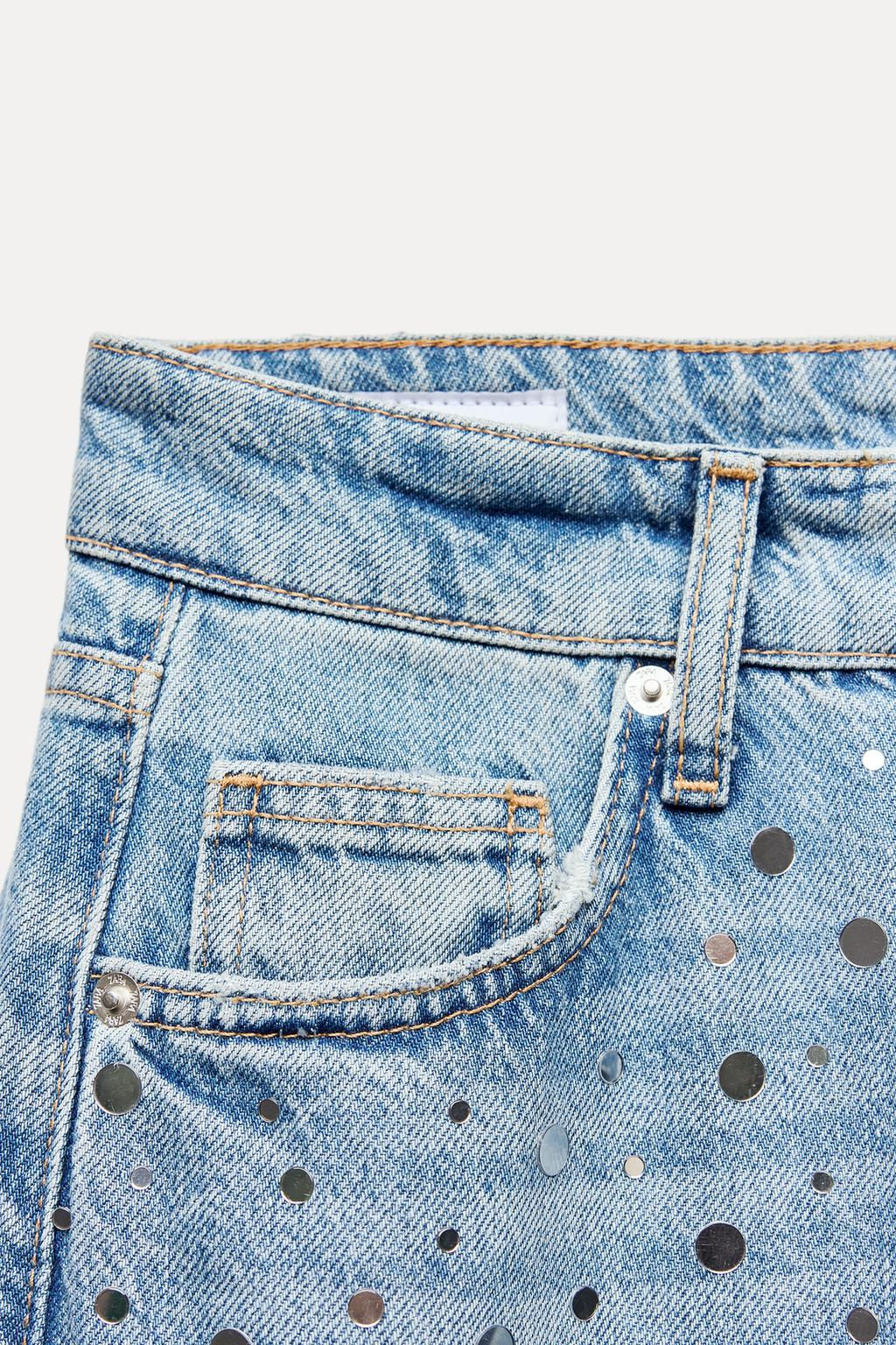 TRF WIDE-LEG MID-RISE MIRRORED JEANS - Zara фото 8