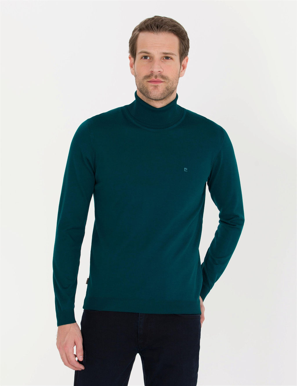 Ye_il Slim Fit Bal_k__ Yaka Y_n Kar___ml_ Basic Triko Kazak - Pierre cardin фото 3
