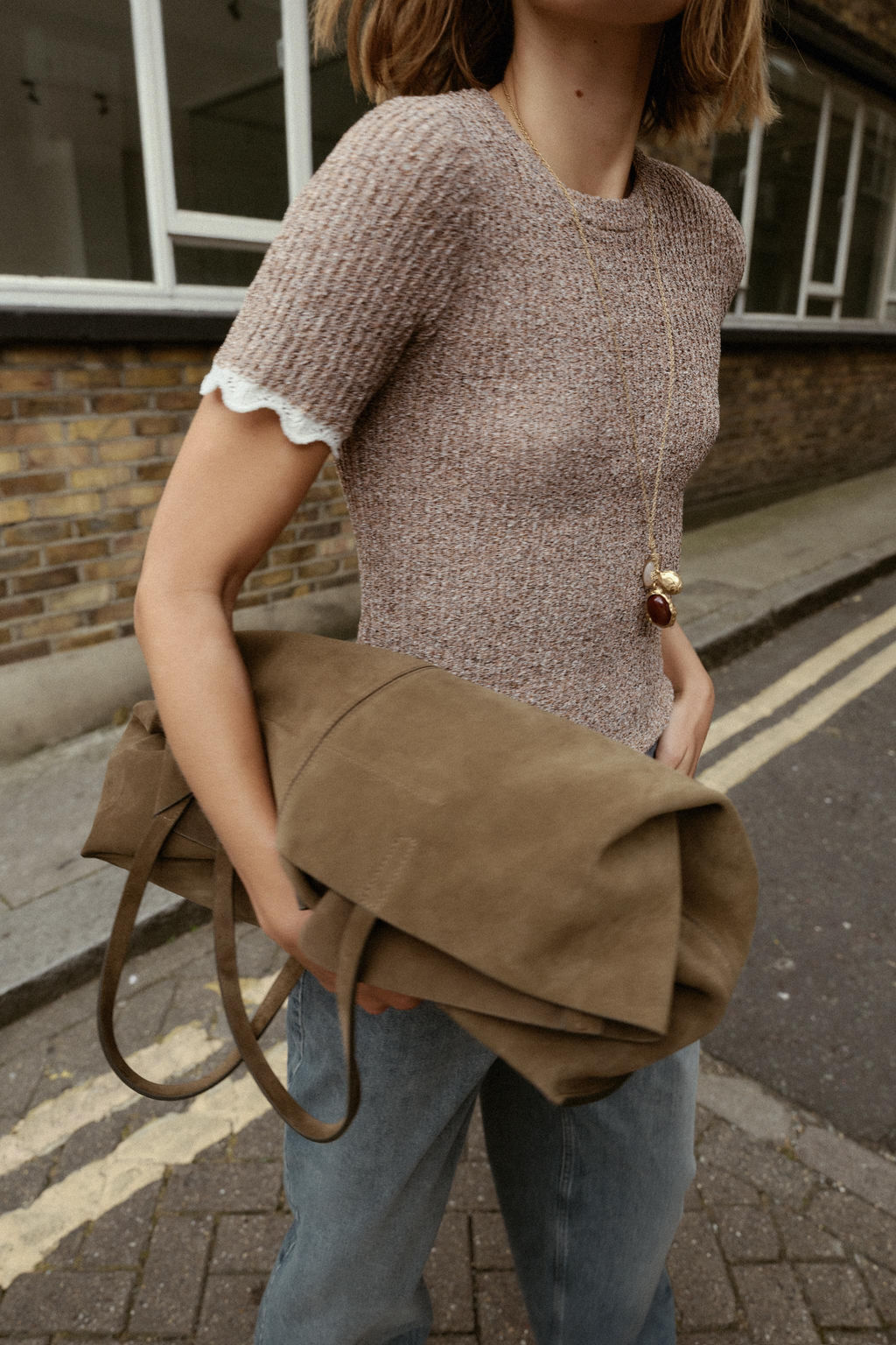 CONTRAST CUT KNIT T-SHIRT - Zara фото 4