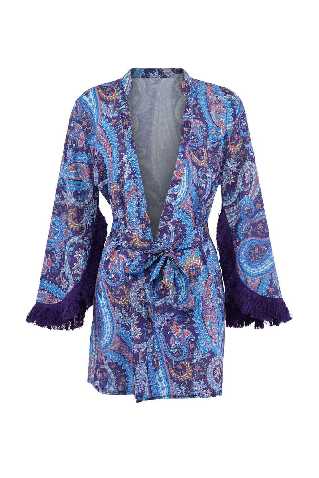Cicek Desenli Mini Dokuma %100 Pamuklu Plaj Kimono&Kaftan TBESS23KM00004 - Trendyolmilla фото 9