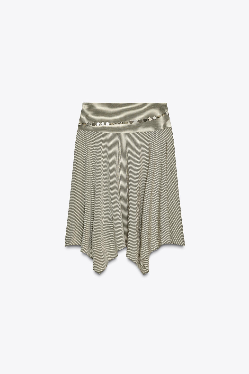 STRIPED ASYMMETRIC BELT MIDI SKIRT - Zara фото 11