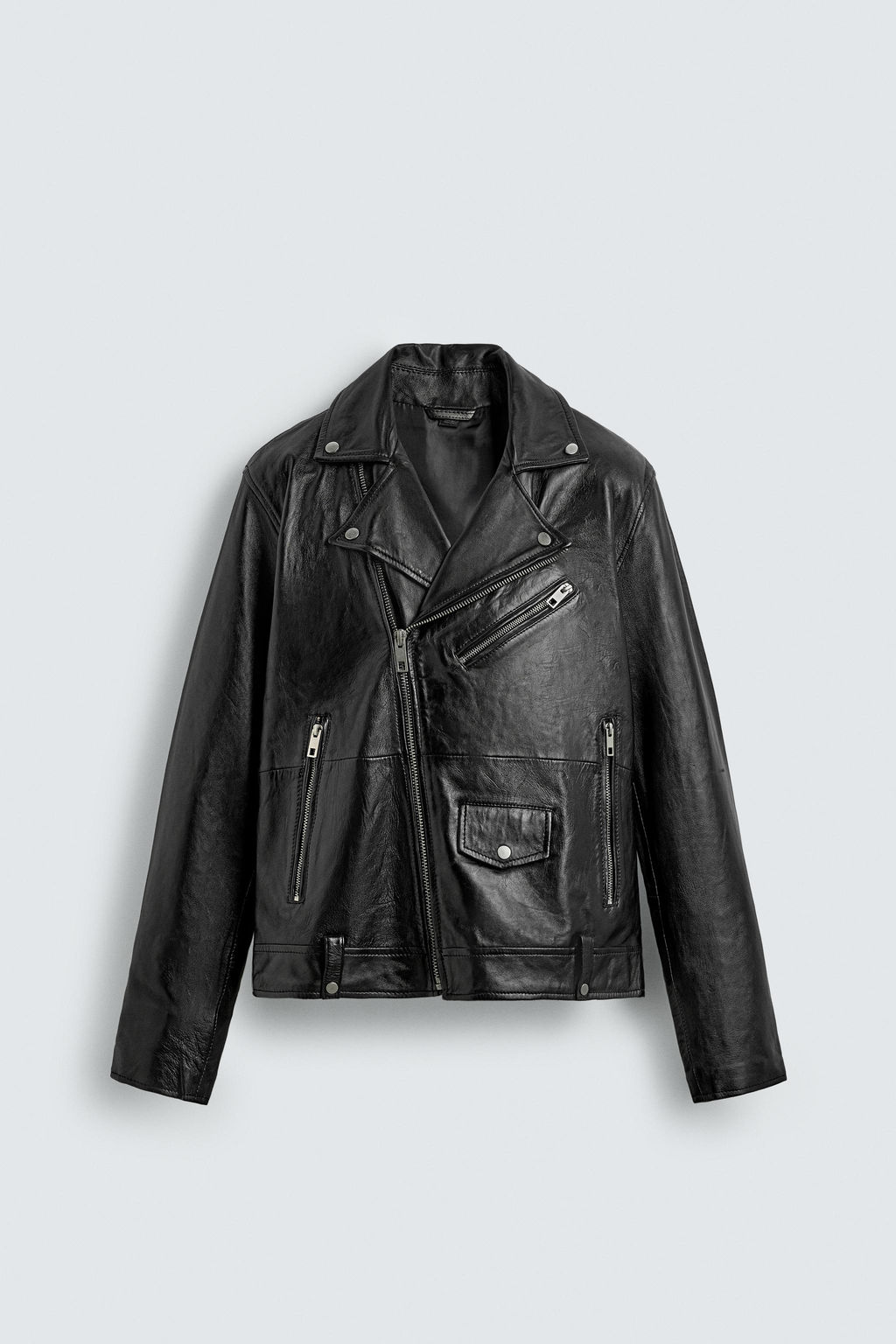 LEATHER BIKER JACKET - Zara фото 7
