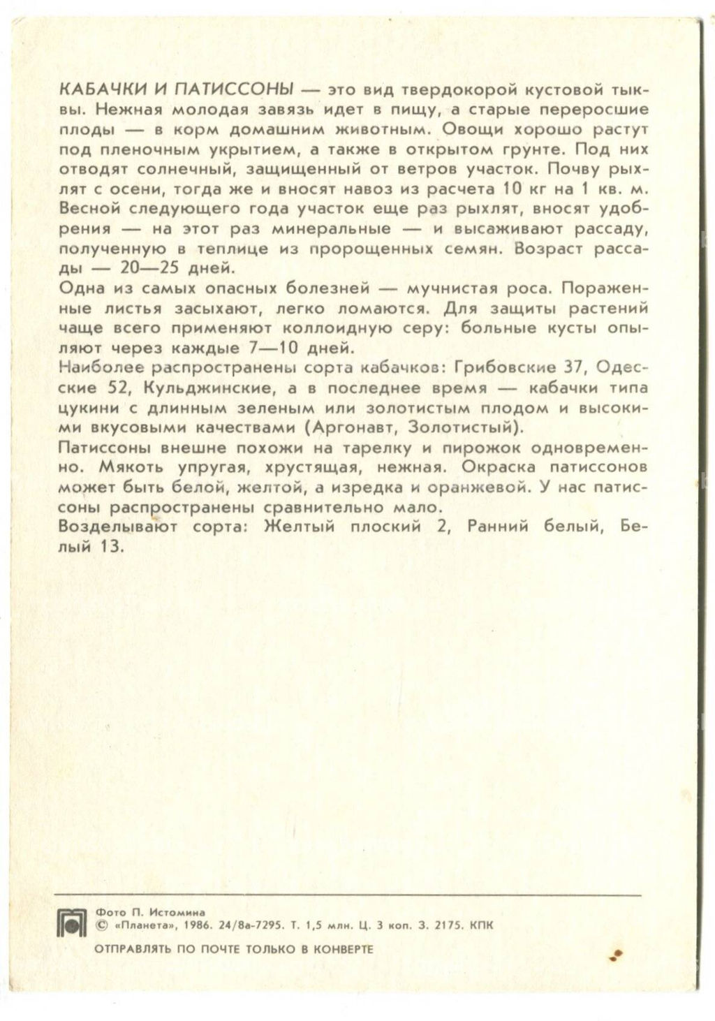 Открытка Патиссоны.Кабачки
