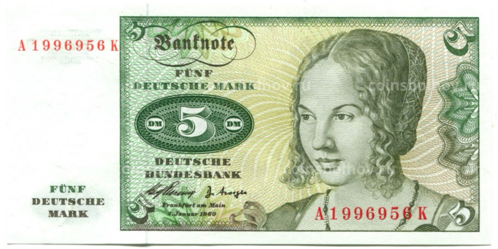 Банкнота 5 марок 1960 года Германия