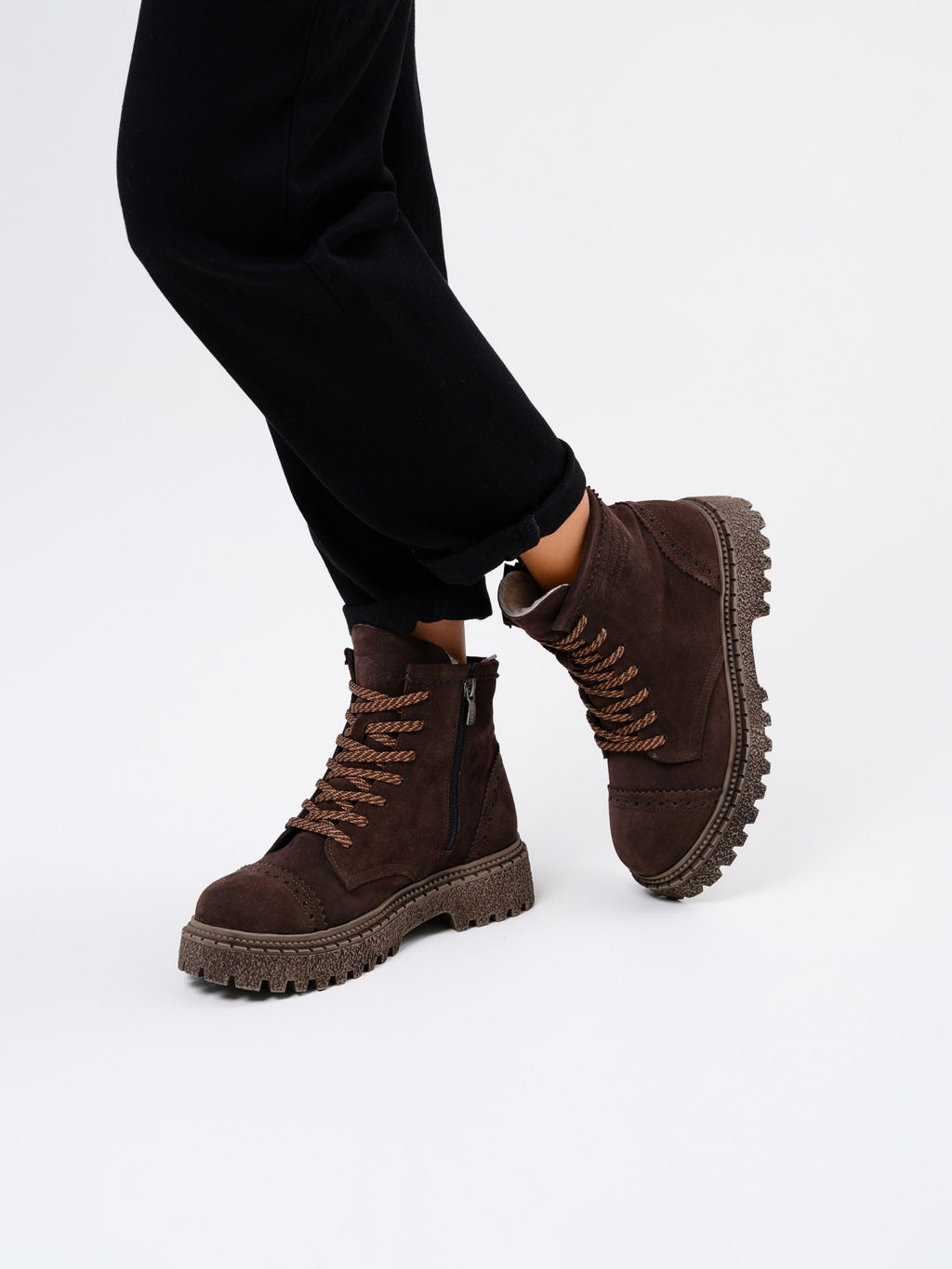 Ботинки 319.22511br.Коричневый замша/мех