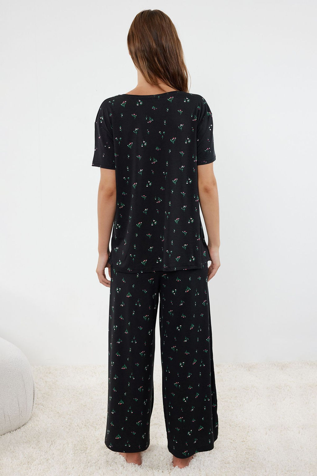 Trendyolmilla Pudra-Cok Renkli Cicekli Orme Pijama Tak?m? THMSS24PT00231 фото 5