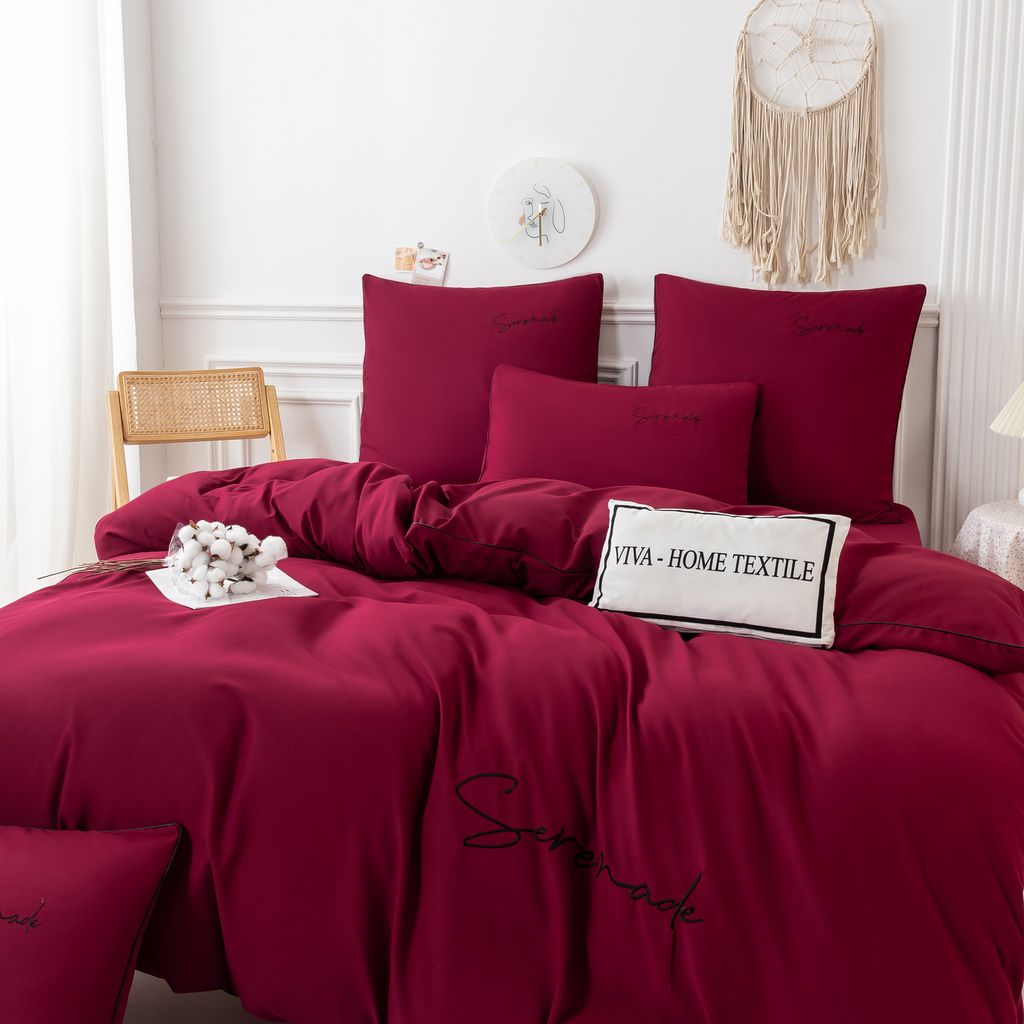 Комплект постельного белья Однотонный Сатин Вышивка CH022 1.5 спальный - Ситрейд фото 2