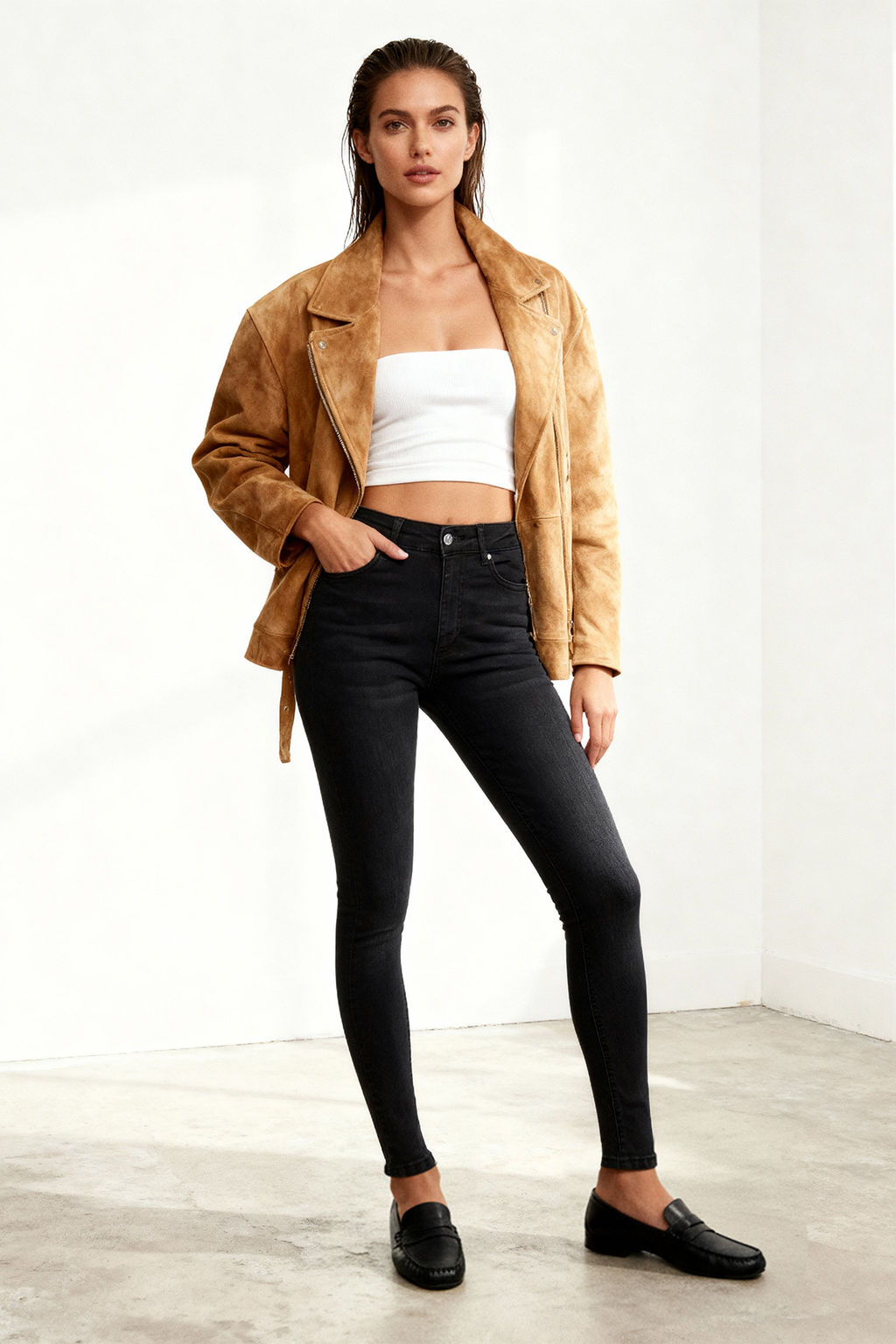 TRENDYOLMILLA Siyah Incelten Etki Super Yuksek Bel Skinny Jeans TWOSS23JE00080  фото 24