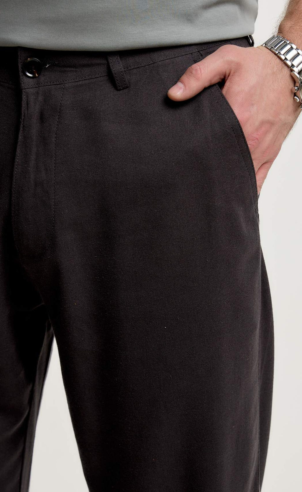 Брюки лен F511-0851 d.grey