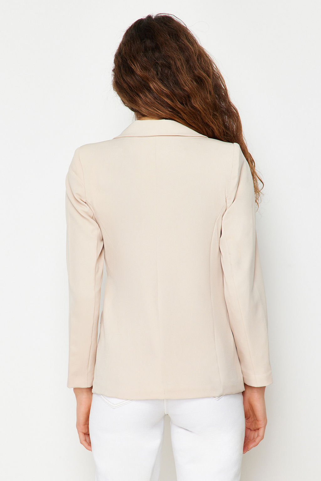 TRENDYOLMILLA Bej Regular Astarl? Kruvaze Kapama Dokuma Blazer Ceket TWOSS21CE0107  фото 19