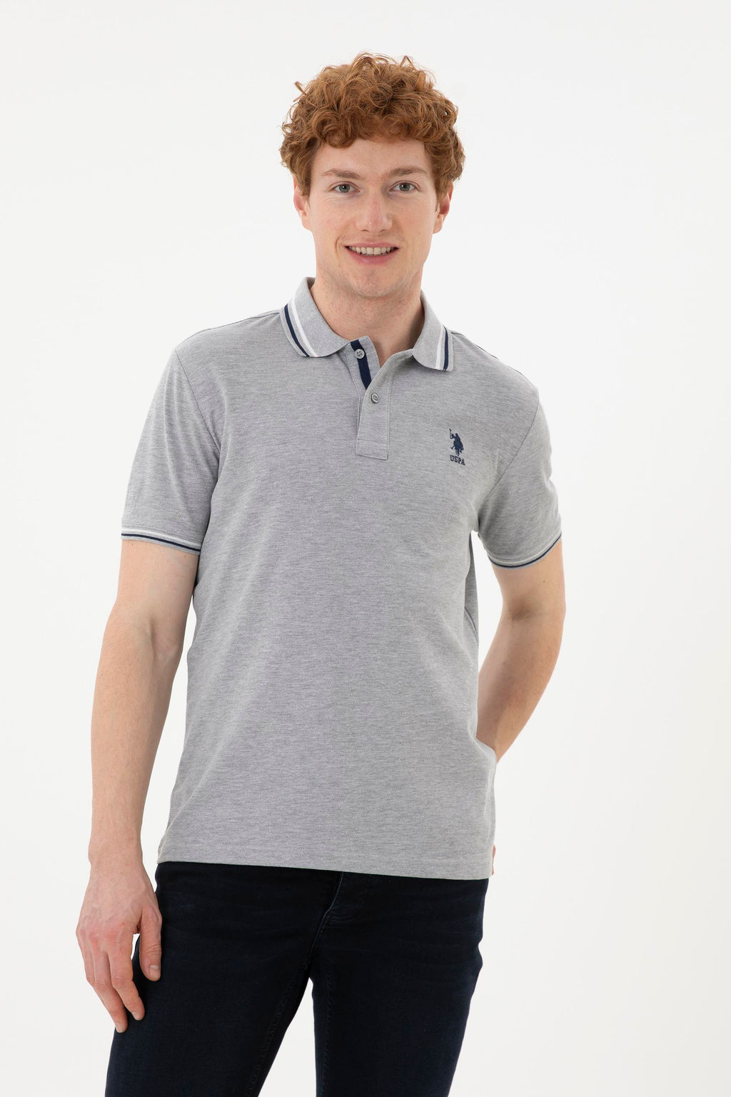 Мужская серая меланжевая базовая футболка - U.s. polo assn фото 10