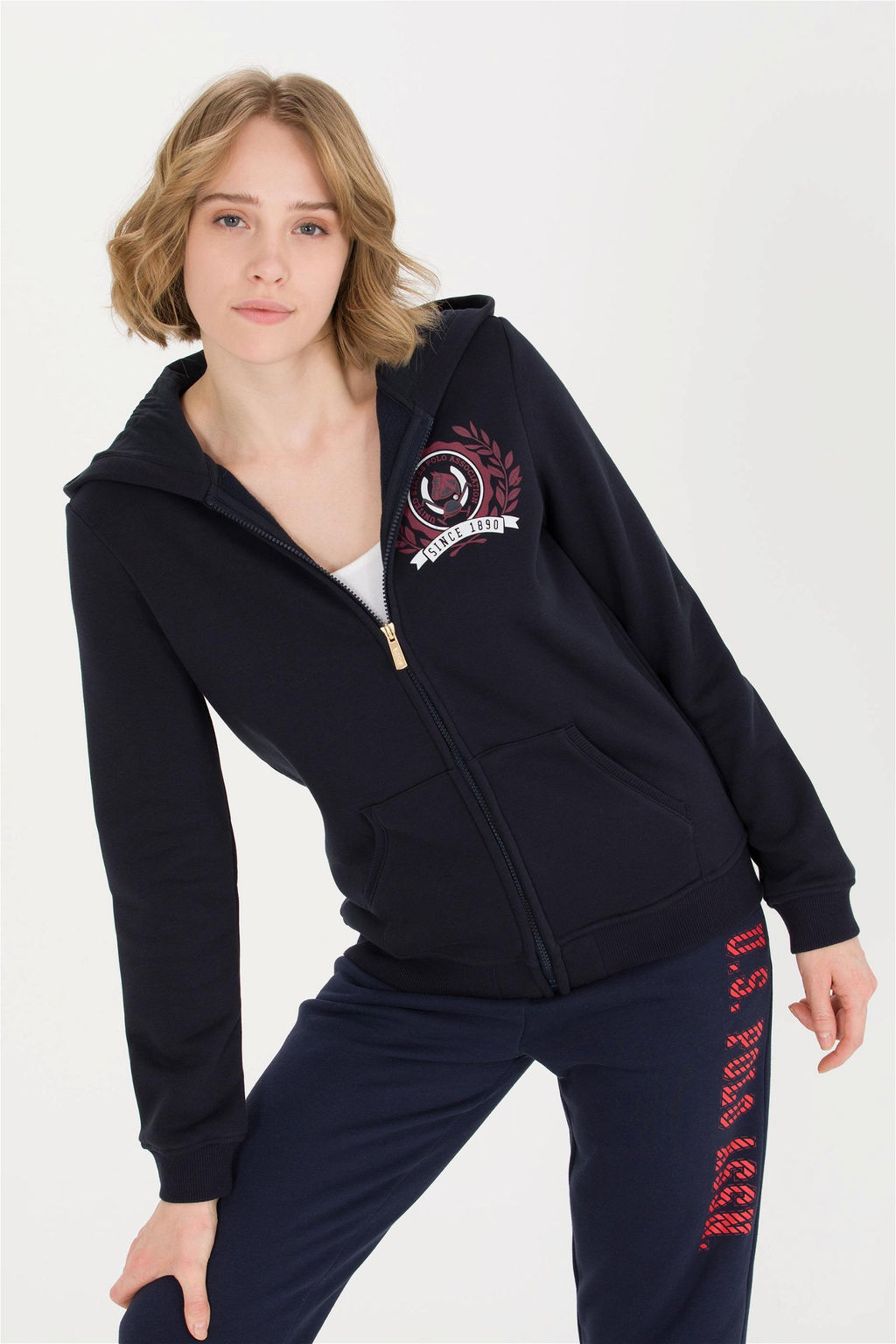 Женская темно-синяя толстовка с капюшоном Неожиданная скидка в корзине - U.s. polo assn фото 2