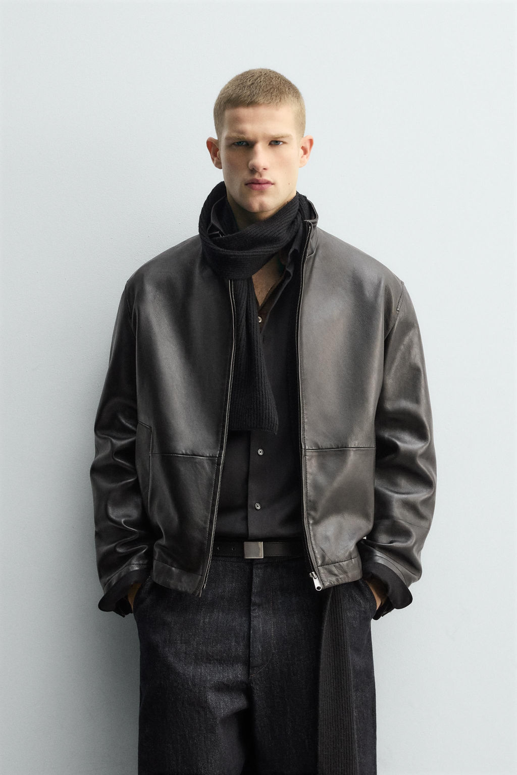 RELAXED FIT LEATHER JACKET - Zara фото 2