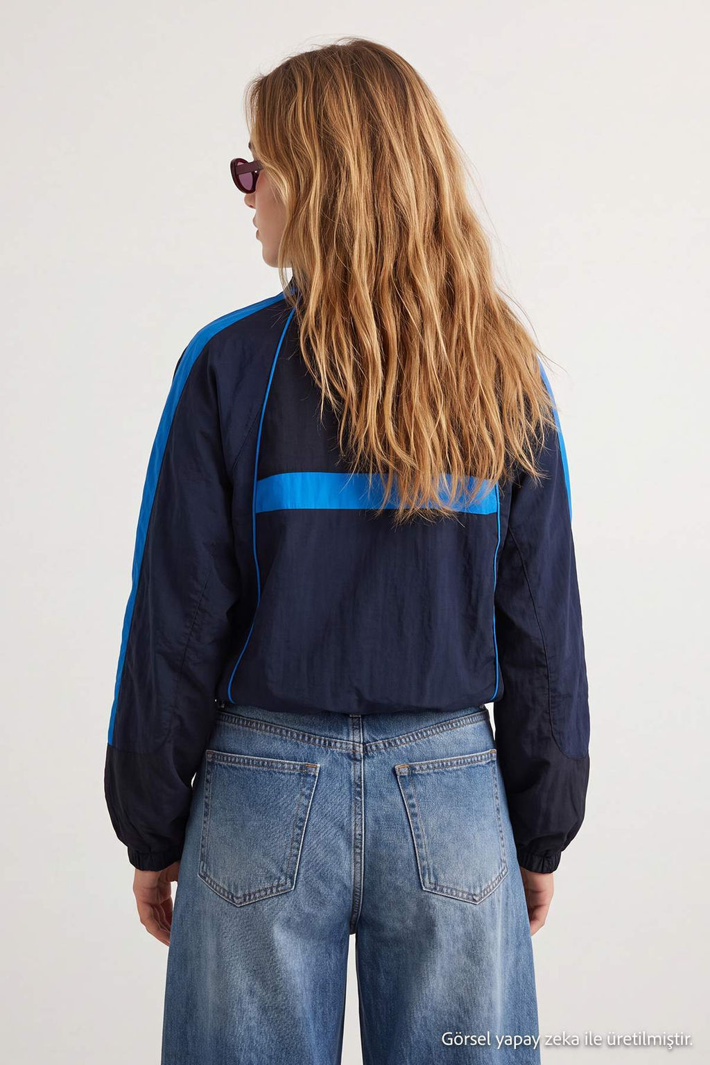 Lacivert Oversize Kal_p Renk Bloklu Yazl_k Mont TWOAW27MO00136 - Trendyolmilla фото 6