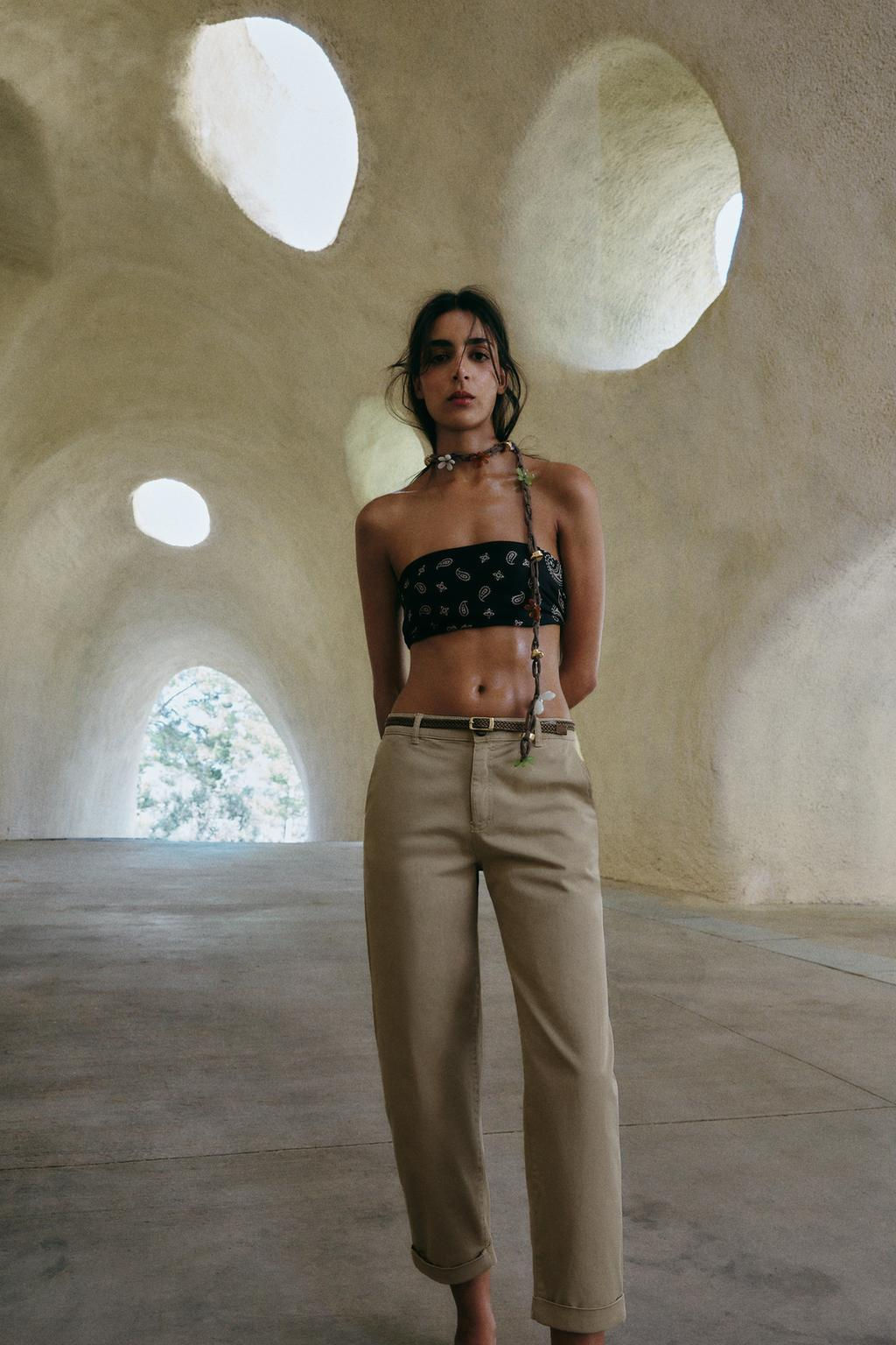 CHINO TROUSERS WITH BRAIDED BELT - Zara фото 9