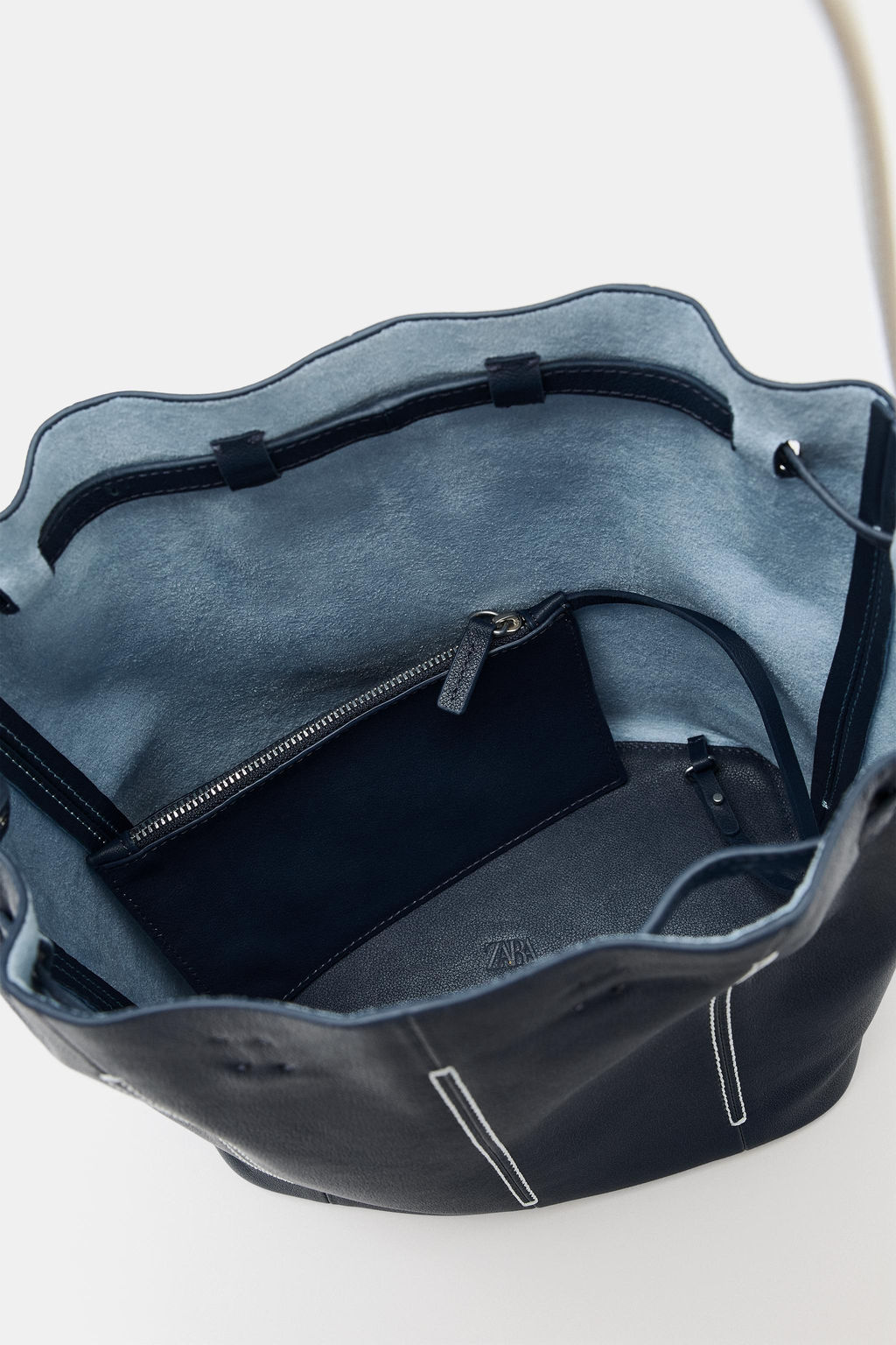 BOLSO DE HOMBRO PIEL COMBINADO / Azul Marino - Zara фото 8