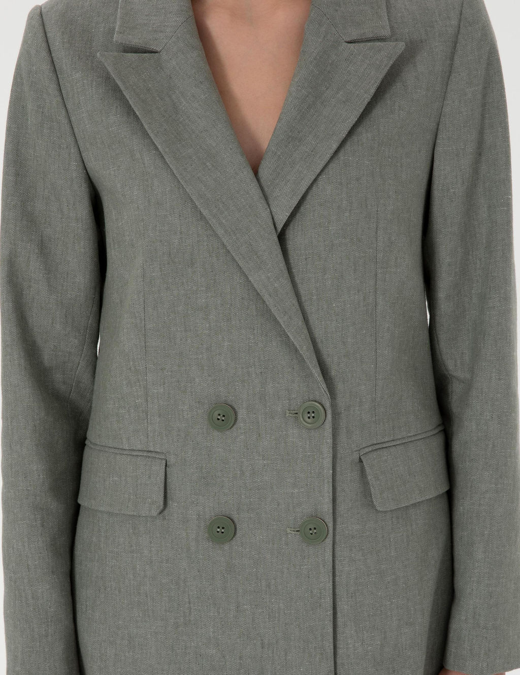 Haki Slim Fit Keten Kar___ml_ Ceket - Pierre cardin фото 7