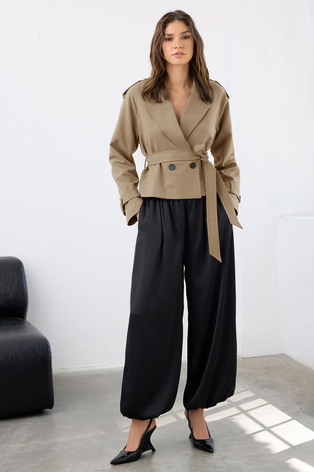 Vizon Premium Dokuma Crop Blazer Ceket TWOSS24BC00010