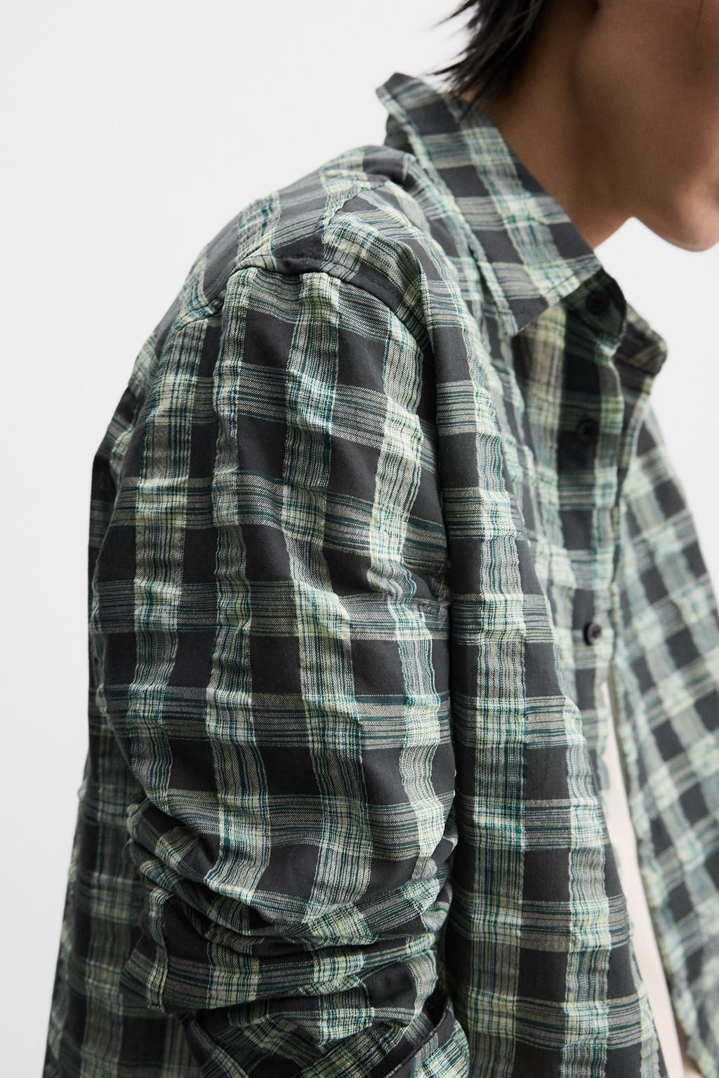 CREASED-EFFECT CHECK SHIRT - Zara фото 6