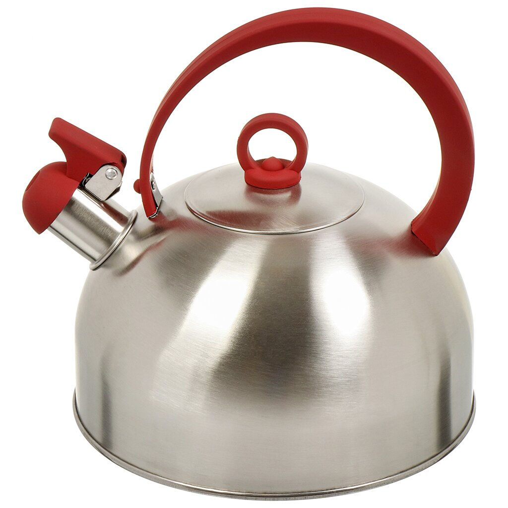 Чайник нерж. сталь, 2.8 л, со свистком, зеркальн., ручка с покр., нейлон, Daniks, индукция GS-04003  фото 2