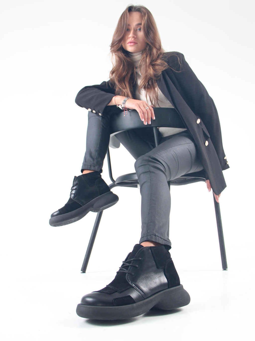 Ботинки 305.927bl.Черный черная замша/байка