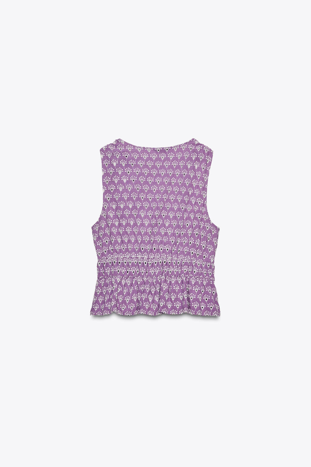TOP WITH CUTWORK EMBROIDERY AND TIE DETAIL - Zara фото 15