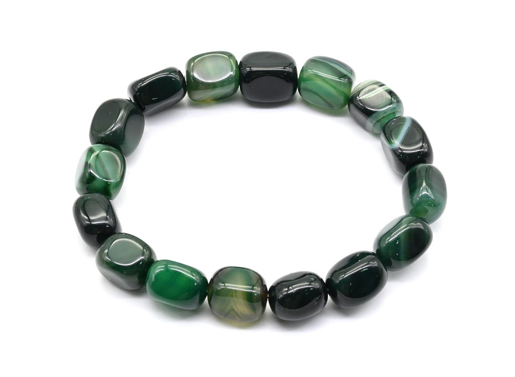 Браслет из агата тонированного прямоугольник 9*12мм цв.изумрудный