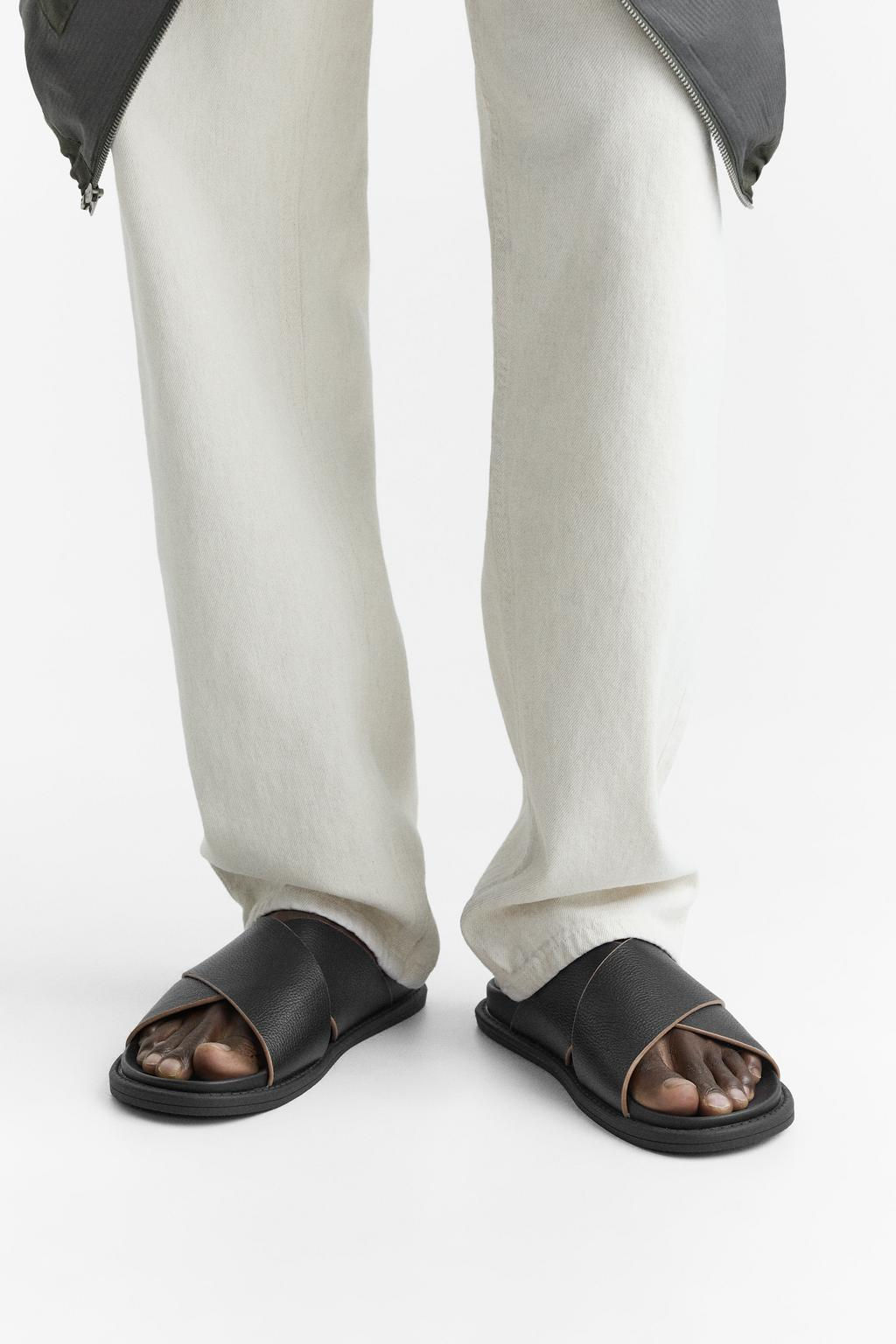 CRISS-CROSS LEATHER SANDALS - Zara фото 3