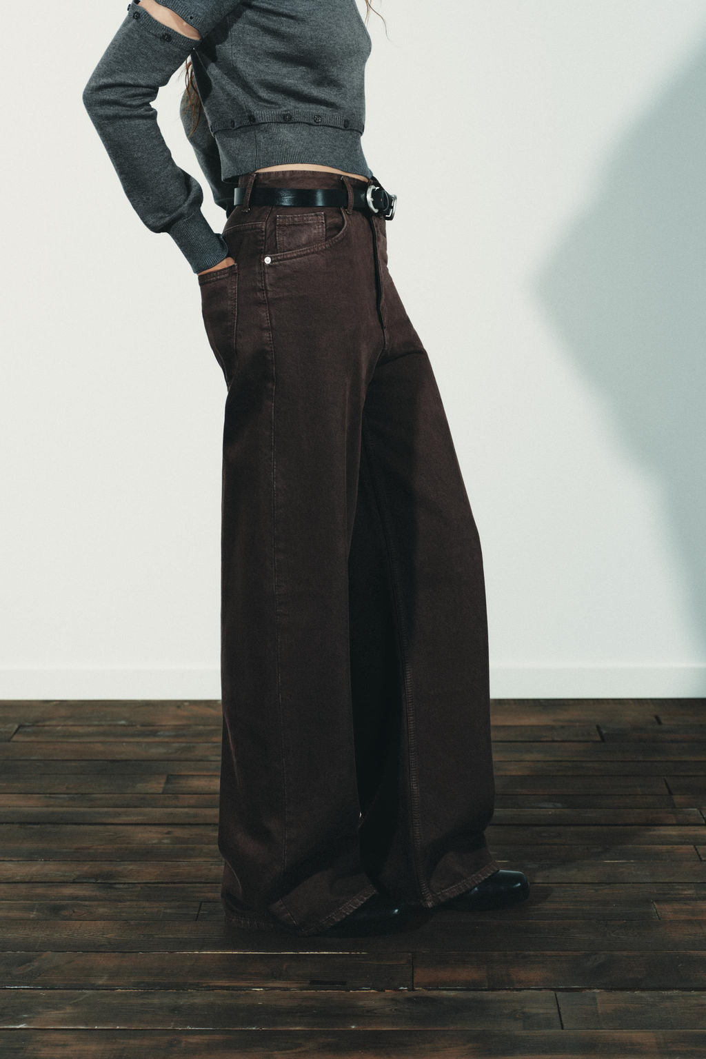 TRF HIGH-WAIST EXTRA WIDE-LEG JEANS - Zara фото 5