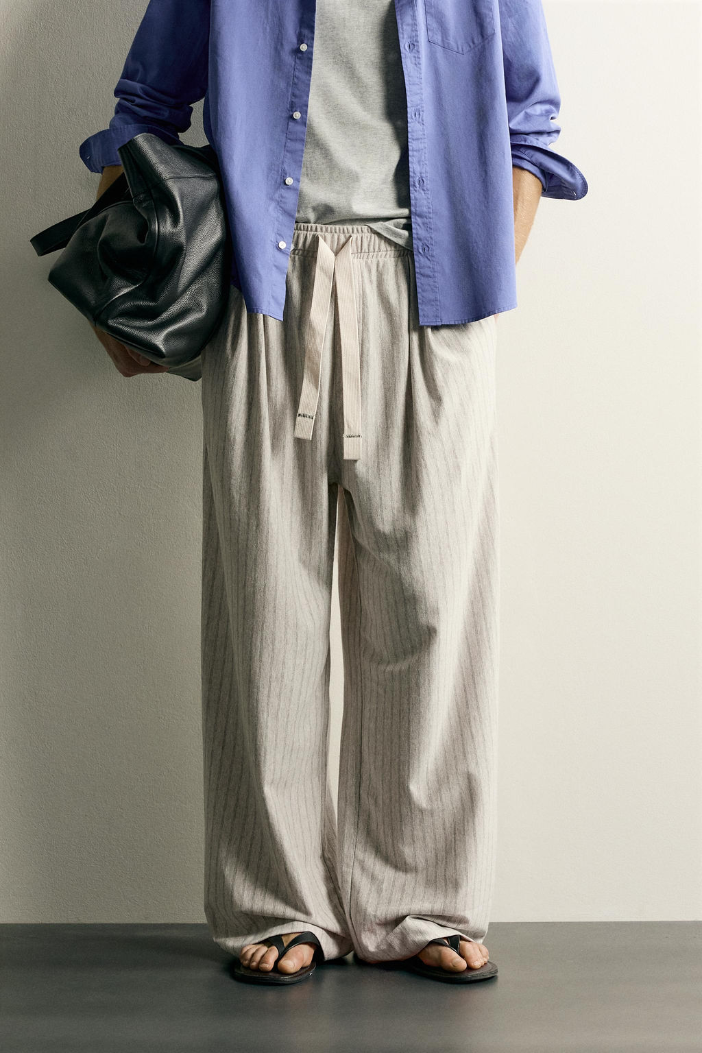 PANTAL?N RELAXED FIT RAYAS / piedra - Zara фото 2
