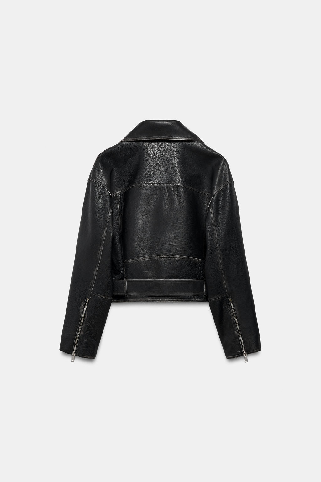 CHAQUETA BIKER PIEL ZW COLLECTION LIMITED EDITION / Negro - Zara фото 9