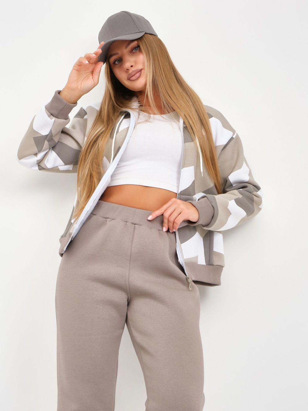 Костюм женский Дюна набивка начёс олива