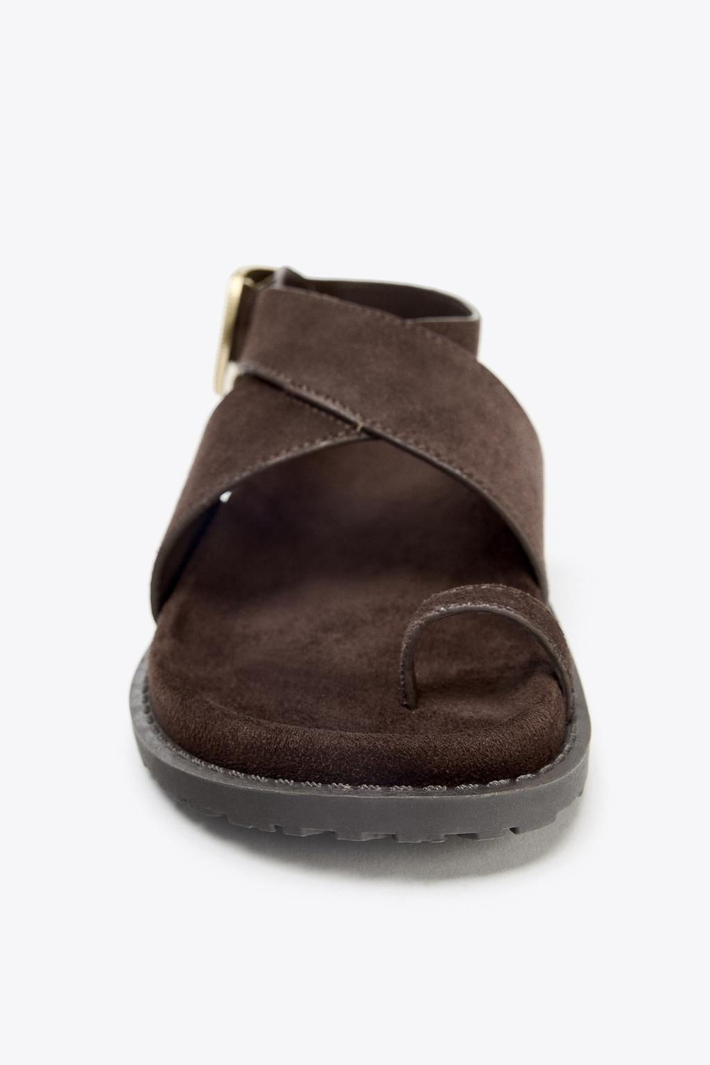 SPLIT SUEDE TOE POST BUCKLE SANDALS - Zara фото 6