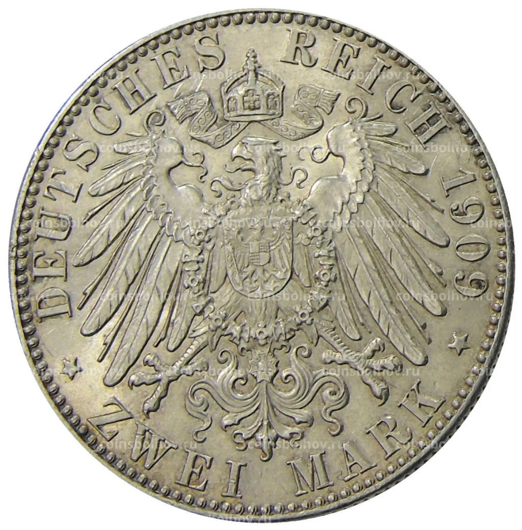 2 марки 1909 года Германия (Саксония)  500 лет Лейпцигскому университету