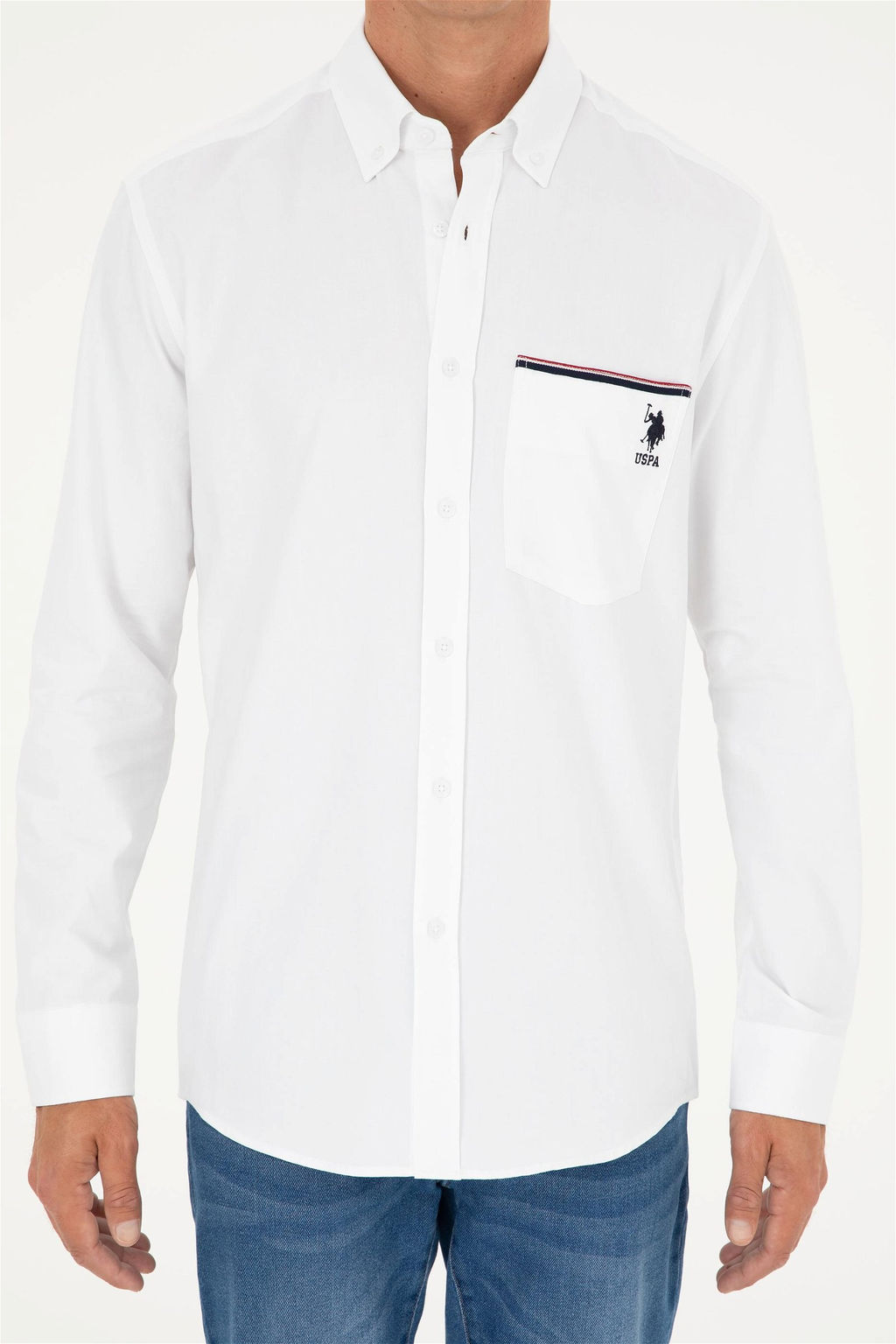 U. S. Polo Assn / Мужская белая рубашка с длинным рукавом - U.s. polo assn фото 6