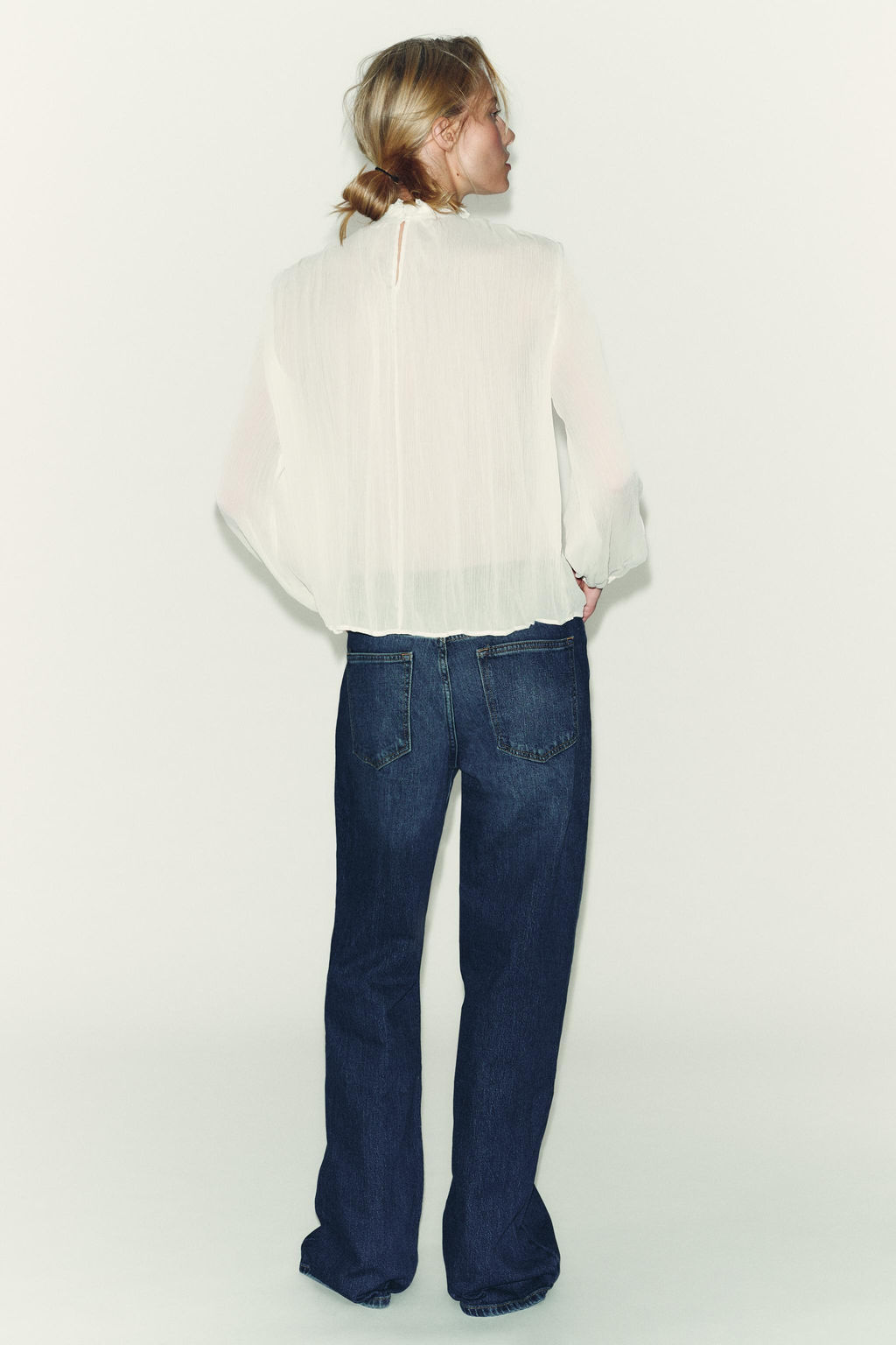 COTTON GAUZE BLOUSE WITH RUFFLE AND LACE TRIMS - Zara фото 3