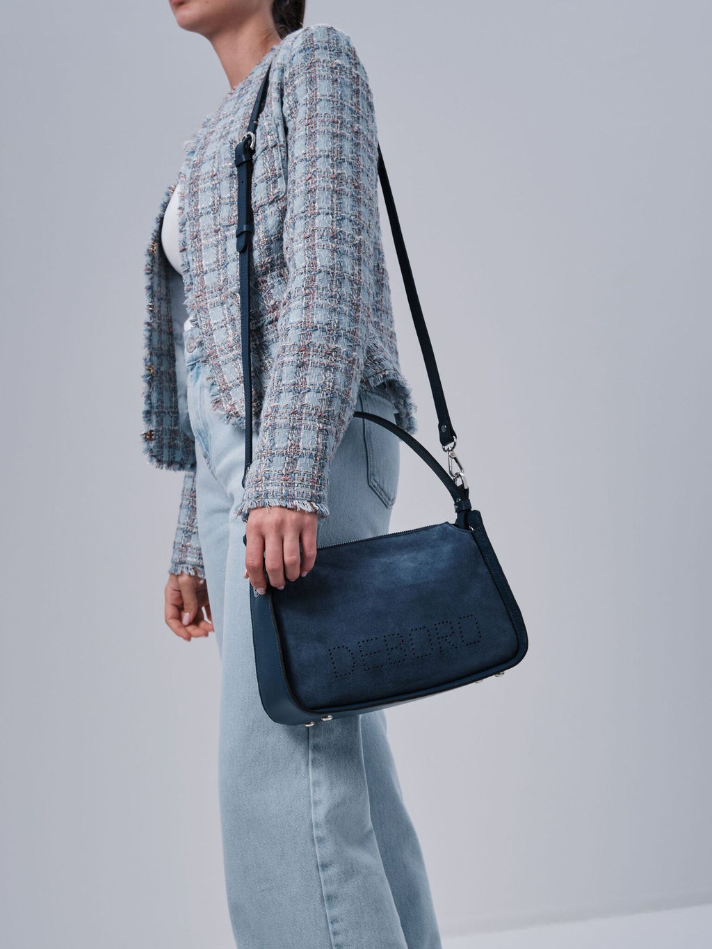 Сумка замшевая на плечо Deboro 30790 синяя волна