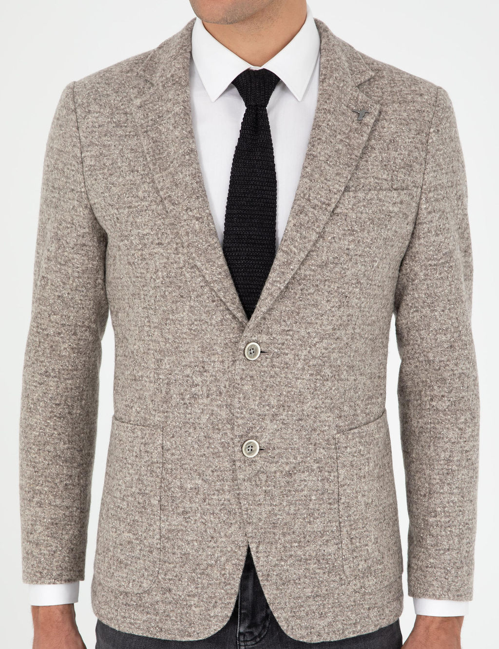 Бежевая приталенная фланелевая куртка из шерстяной и шелковой смеси - Cacharel фото 6