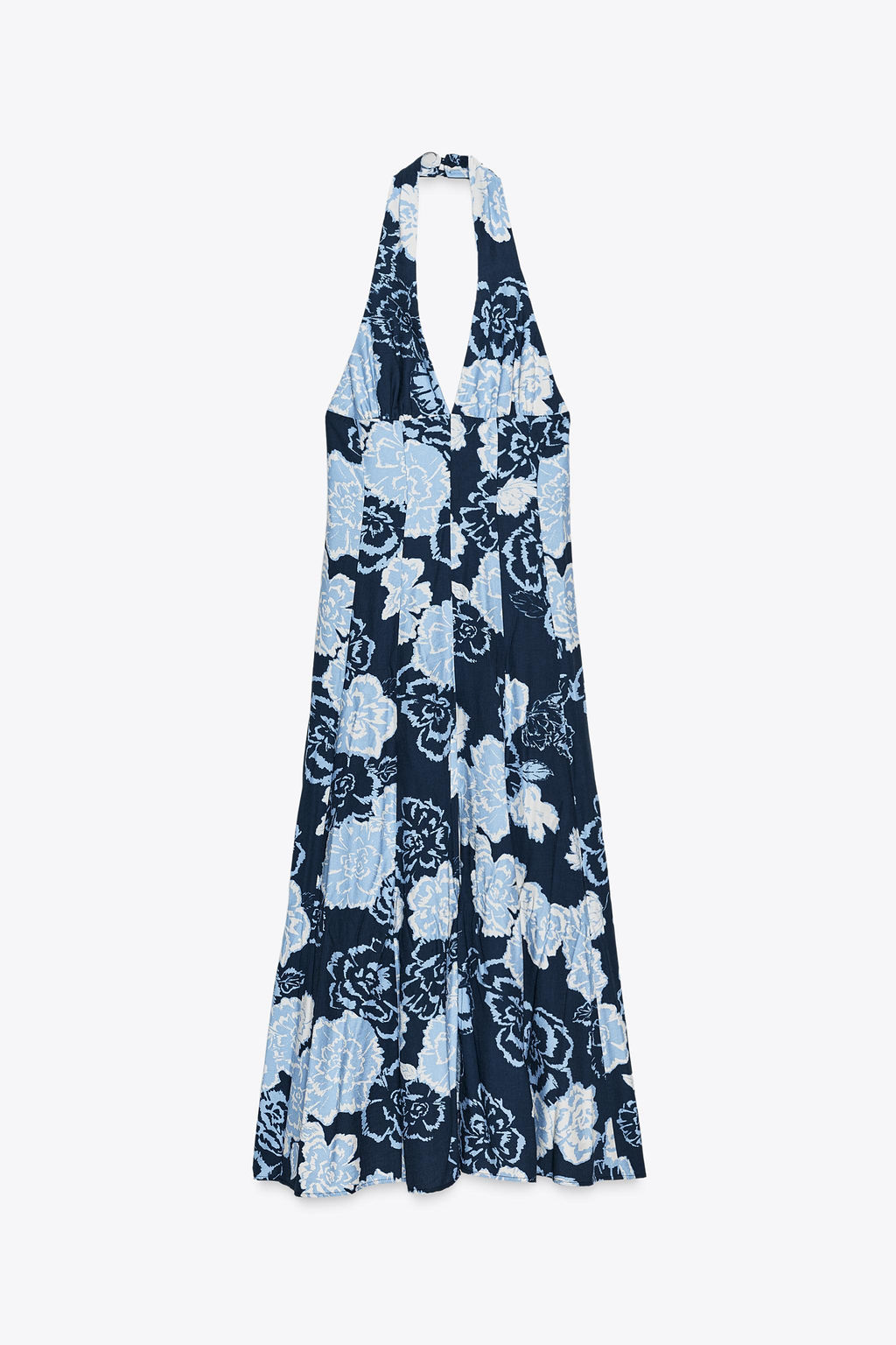 FLORAL PRINT HALTER MIDI DRESS - Zara фото 5