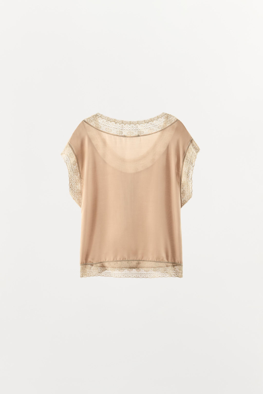 TOP PLIEGUES ENCAJE / Beige