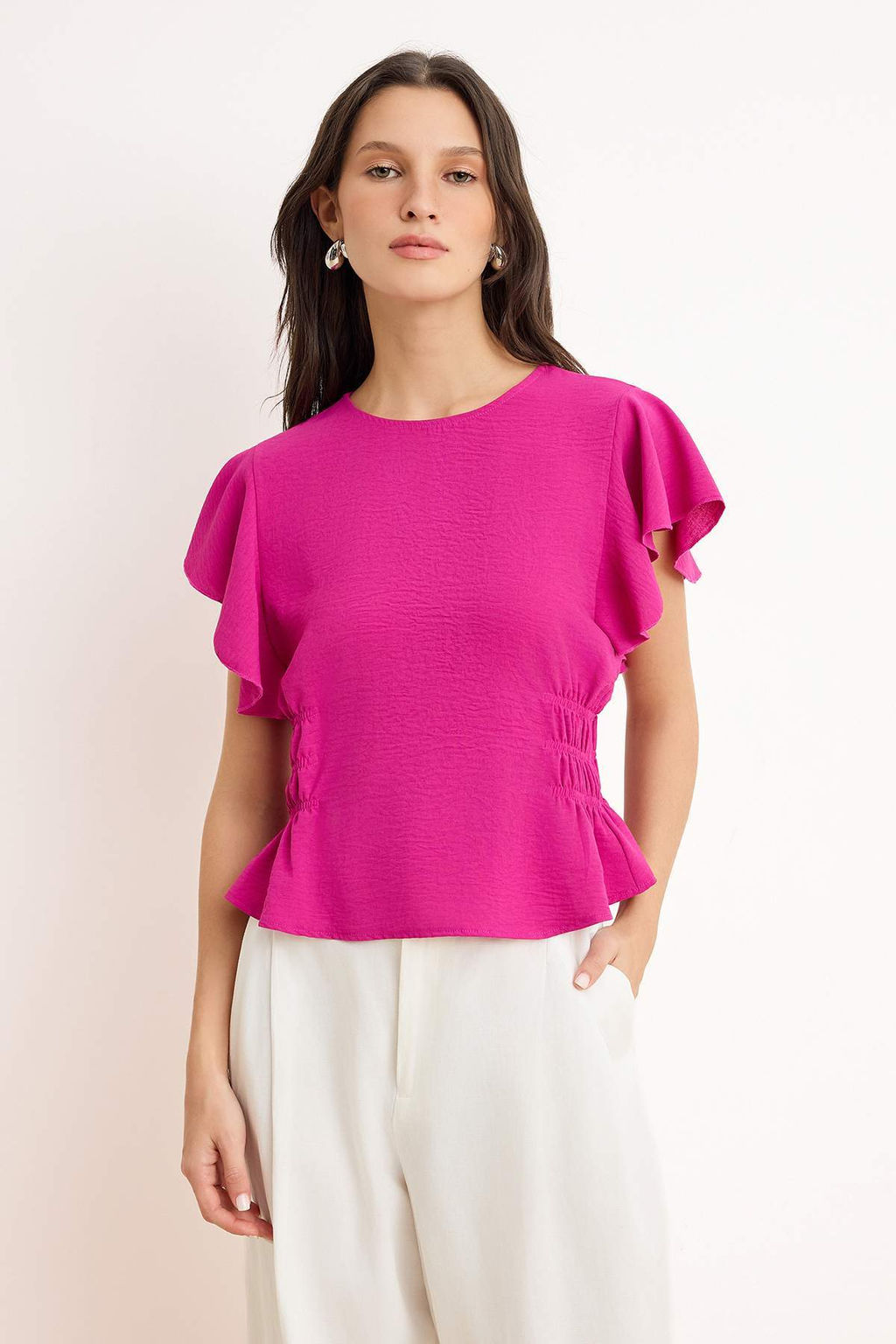 Fusya Yanlar? Gipe Detayl? Dokuma Bluz TWOSS26BZ00405 - Trendyolmilla фото 2