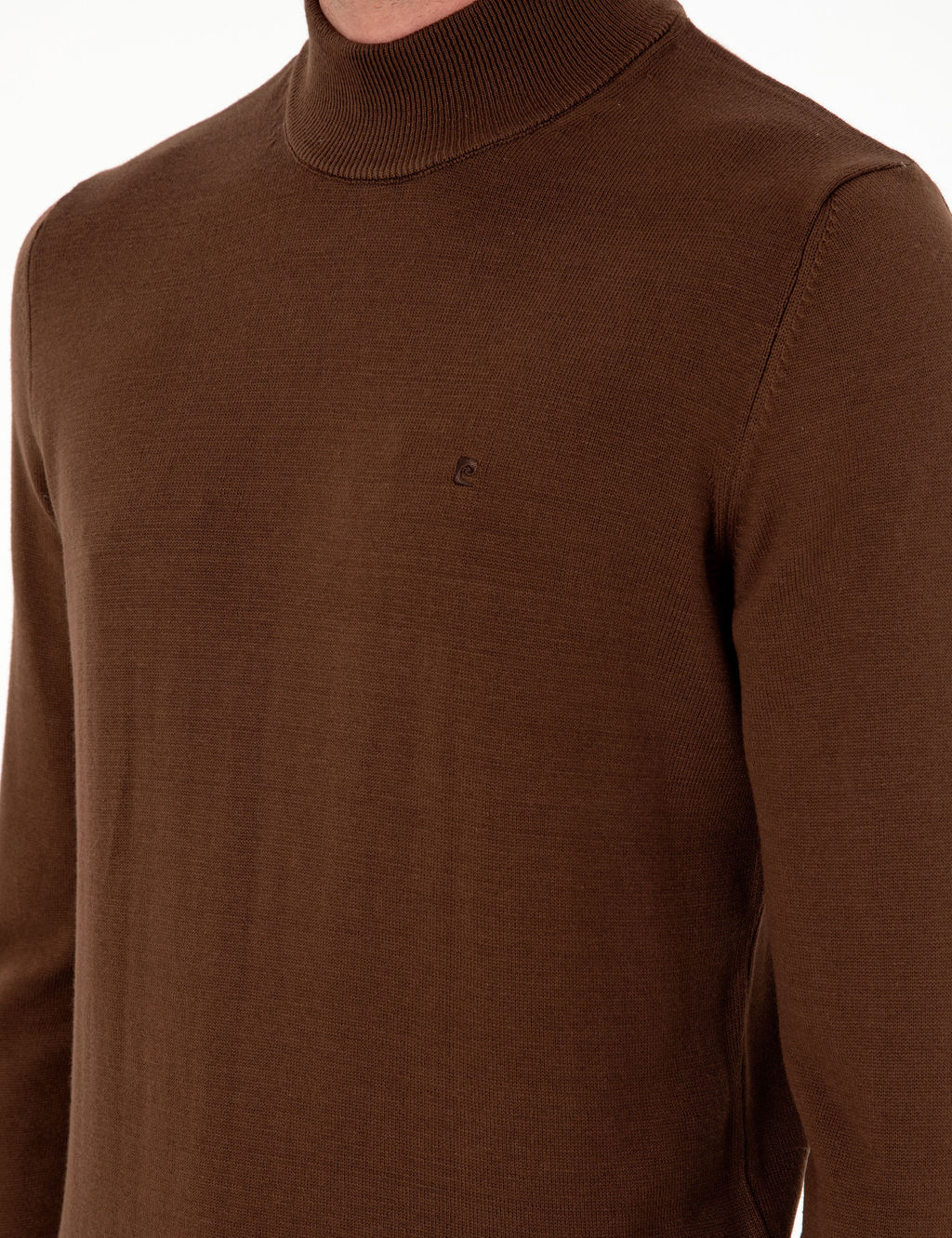 Koyu Kahverengi Slim Fit Yar_m Bal_k__ Yaka Basic Triko Kazak