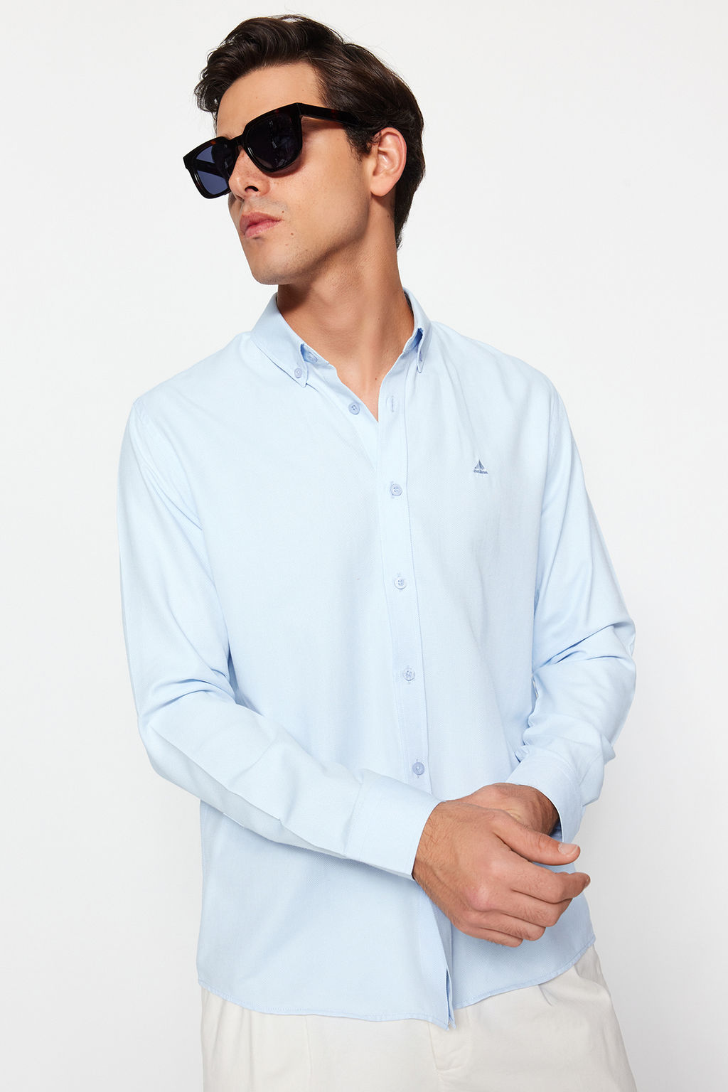 TRENDYOL MAN Gri Regular Nak?sl? Kolay Utulenebilir Smart Oxford Gomlek TMNAW24GO00089 - Trendyolmilla фото 3