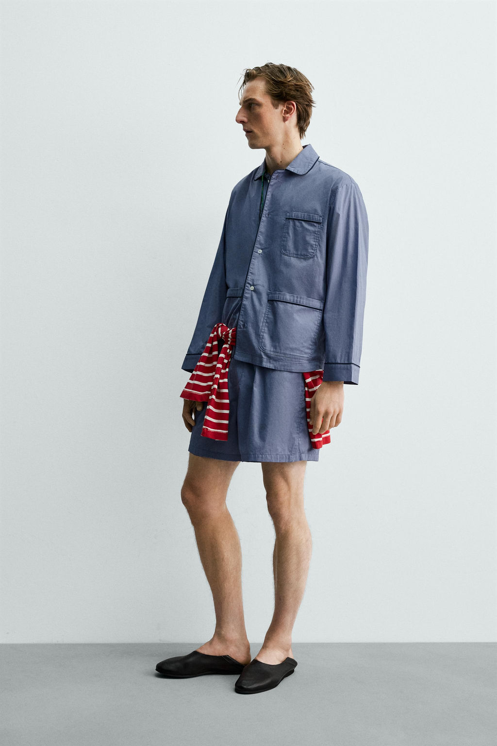 SET PIJAMA PANTAL?N CORTO AARON LEVINE X ZARA / Celeste