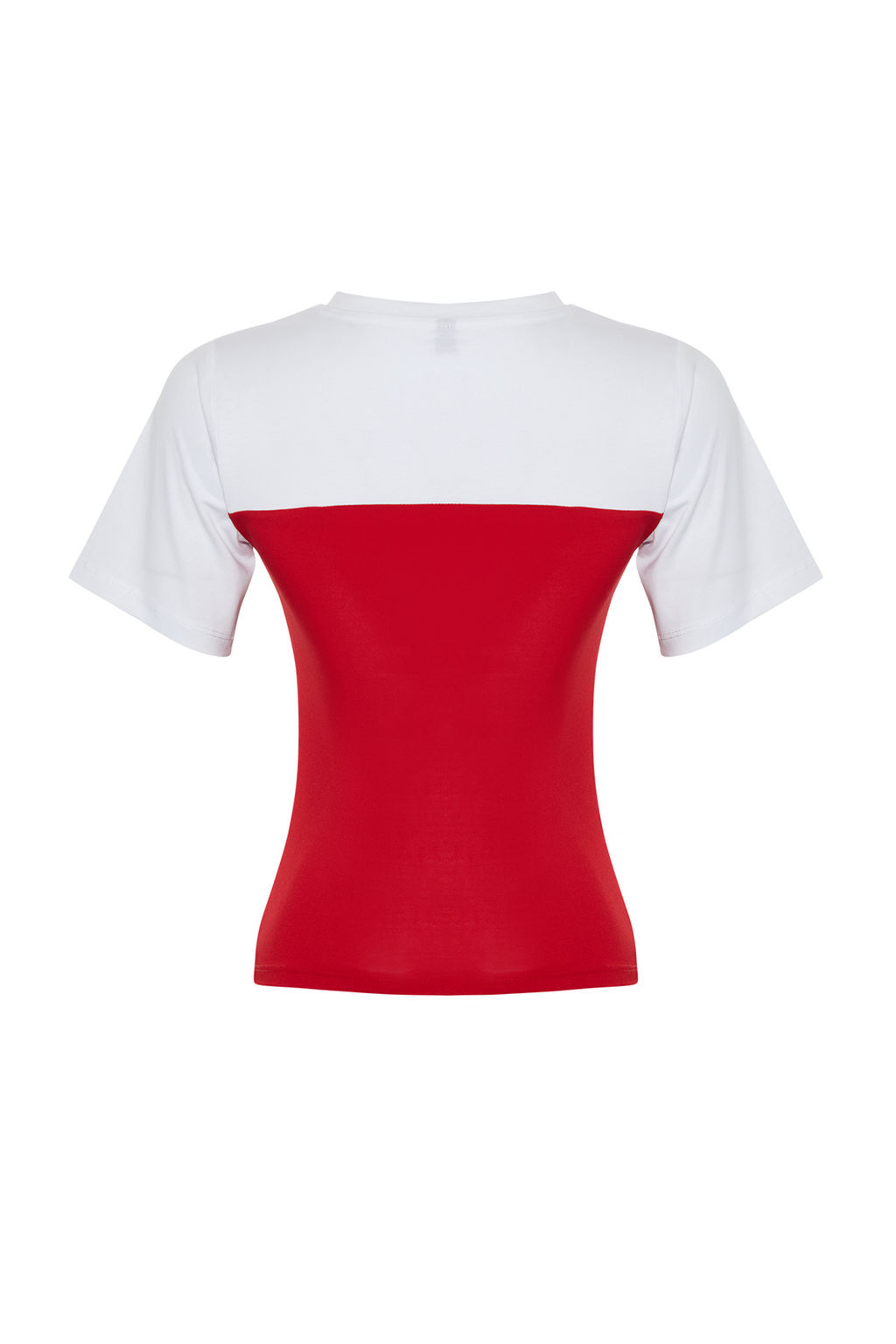 Trendyolmilla Renk Bloklu Fitted/Vucuda Oturan Buzgu Detayl? K?sa Kollu Esnek Orme Bluz TWOSS24BZ00421  фото 16
