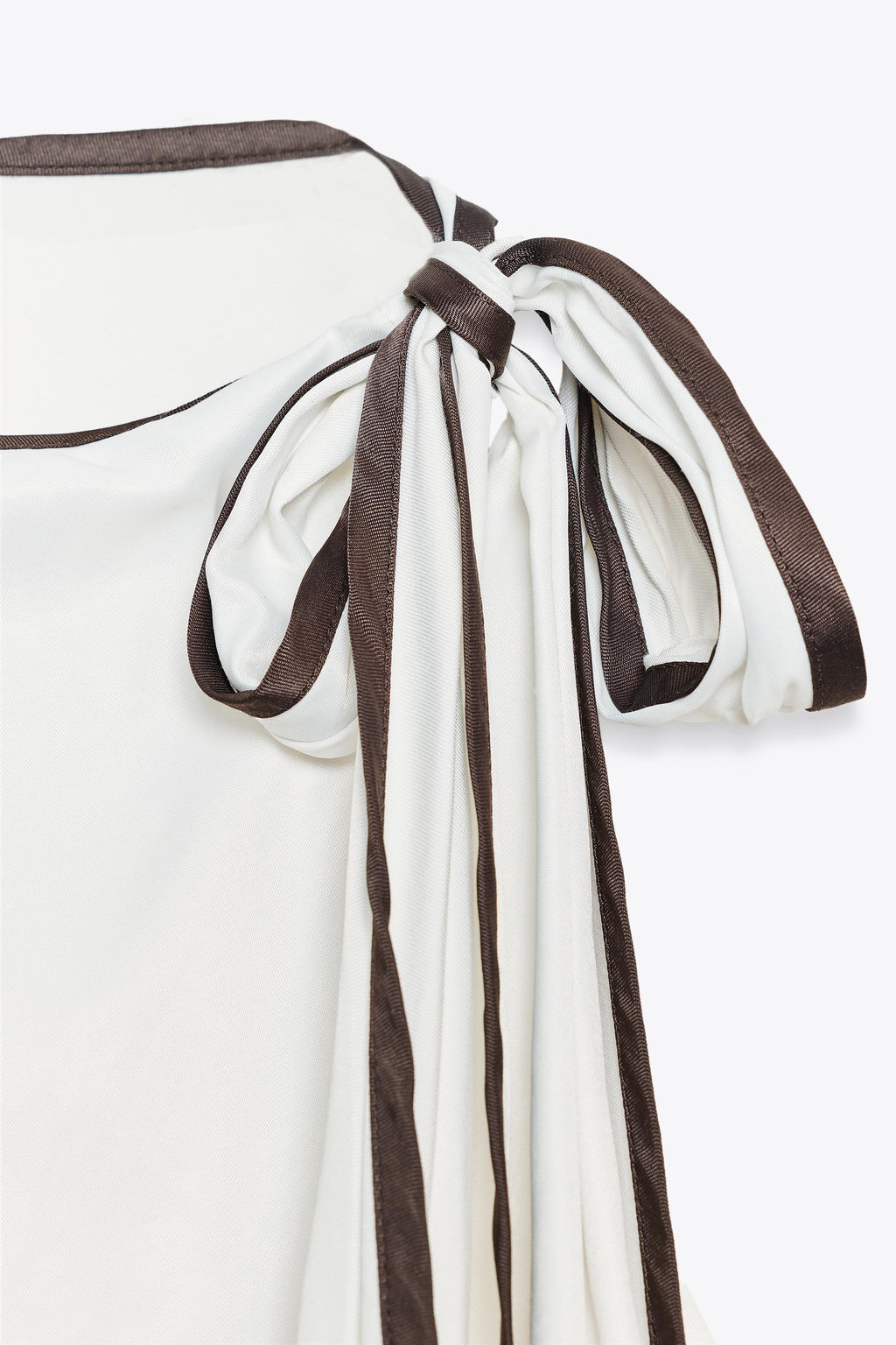SATIN TOP WITH BOW AND CONTRASTING TRIMS - Zara фото 18