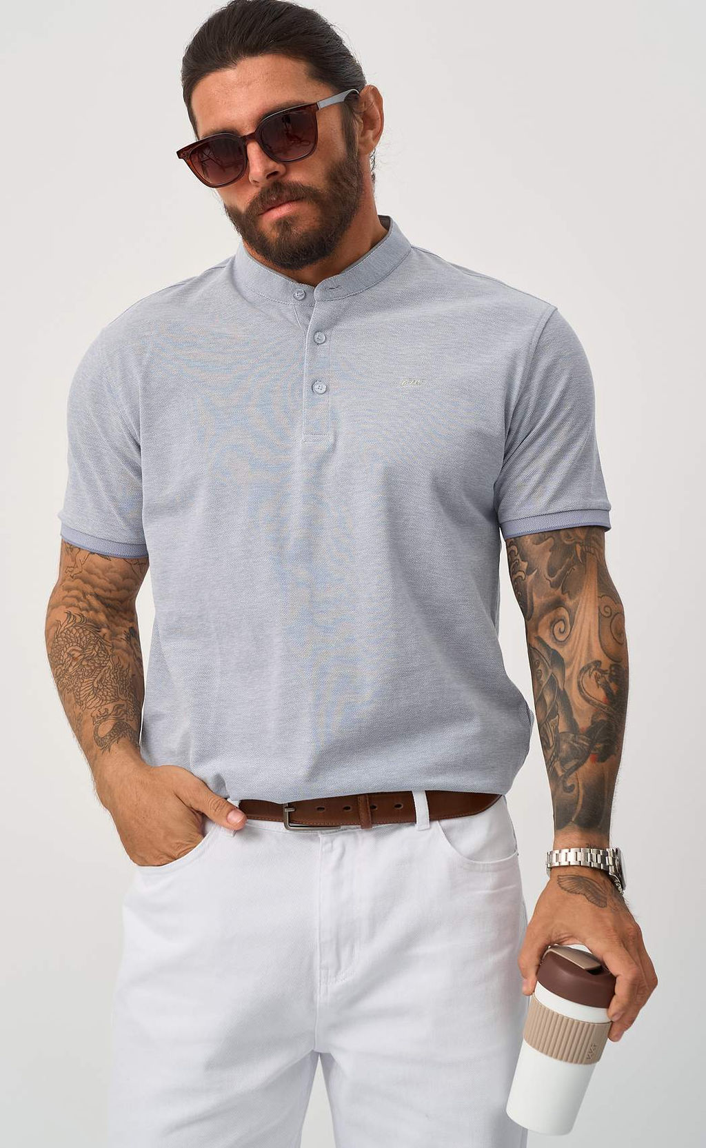 Поло Fine Joyce F511-07-104 серый хлопок с нейлоном  фото 6