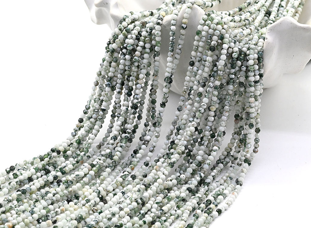 Бусины из агата мохового шарик гр.2мм, 37см, 165 бусинин Радуга камня
