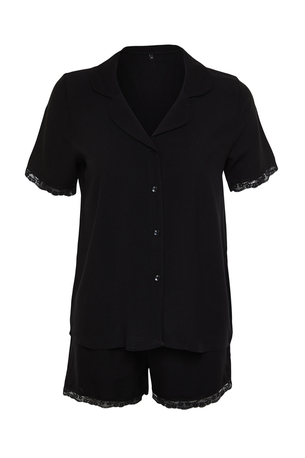 Trendyolmilla Siyah Dantelli Viskon Sortlu Dokuma Pijama Tak?m? THMSS24PT00181  фото 12