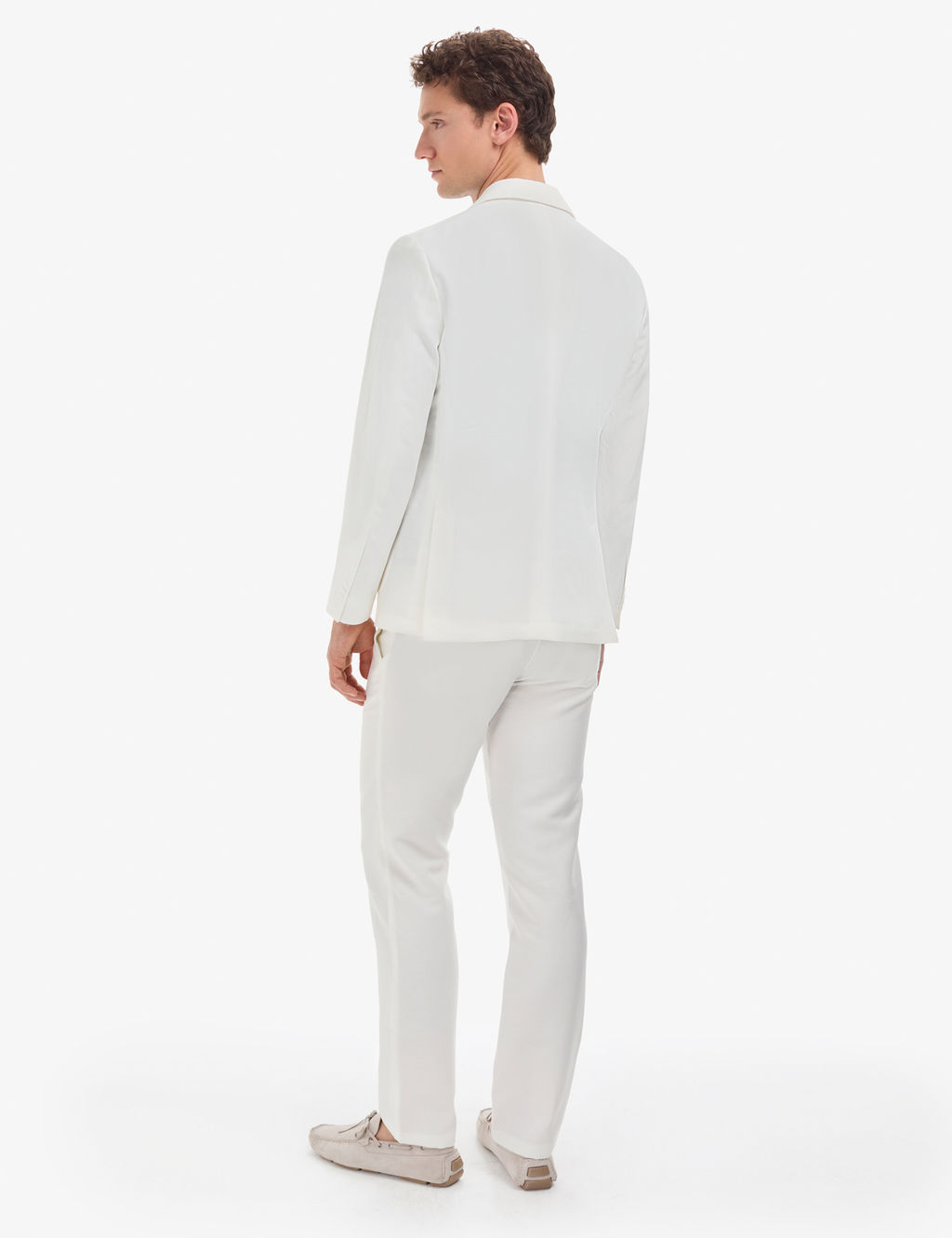 Ekru Slim Fit Keten Kar___ml_ Tak_m Elbise